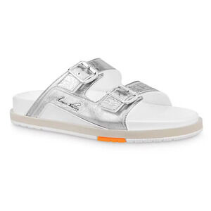 Louis Vuitton Trainer Mule Metallic Silver Buckle Slide Sandal UK 9 US 10 11